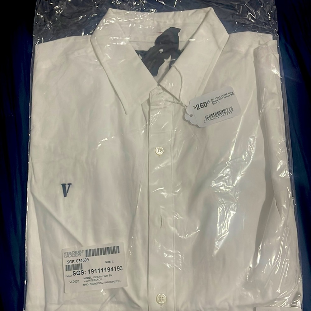 Vlone Long Sleeve Shirt button Wht Blk V L
